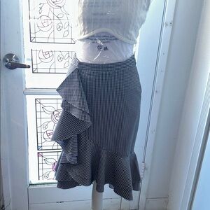INTERMIX Black and White Asymmetrical Skirt